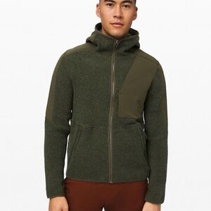 Lululemon Tundra Trek Dark Olive Full Zip Hooded Wool Blend Jacket